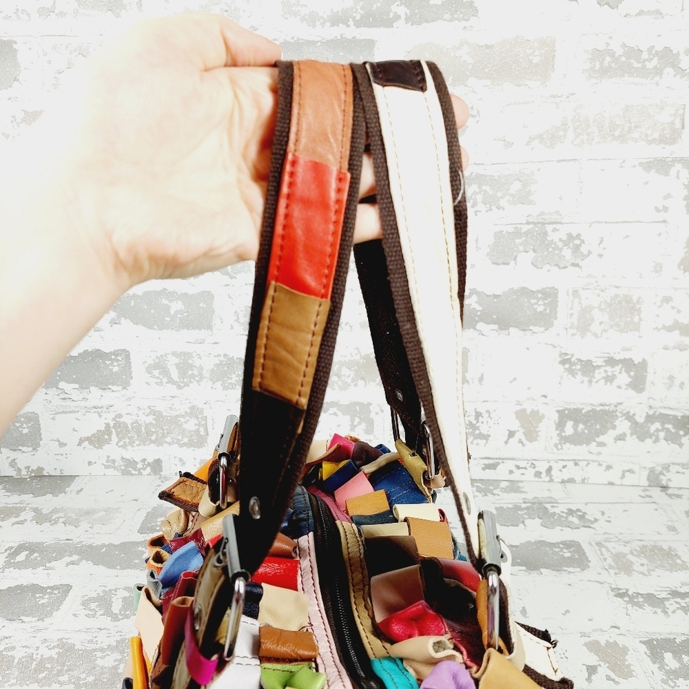 Boutique Leather Multicolor 2 Straps Hand Bag 1143 - Picture 8 of 14